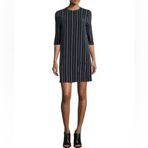 Aubrey Striped Shift Dress, True Black/White